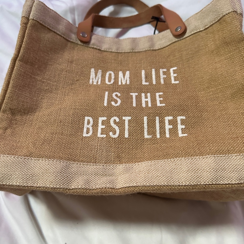 Mom Life Is The Best Life" Petite Jute Market Bag ✨